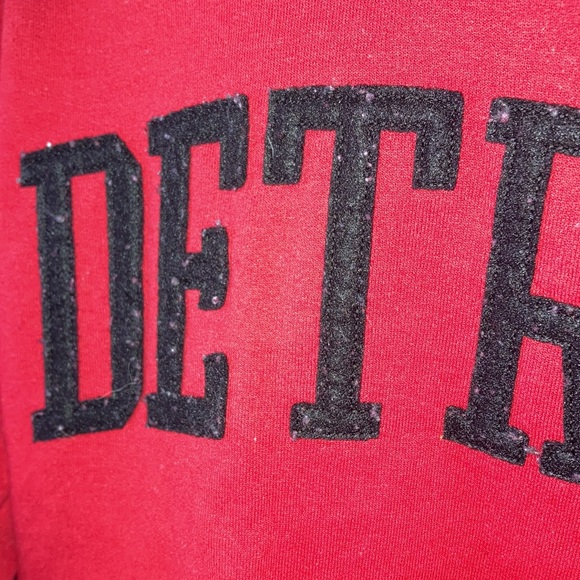 π’π DETROIT Mens Size Small Sweatshirt Felt Raised Letter Red Tim Robinson ππ - Picture 6 of 7